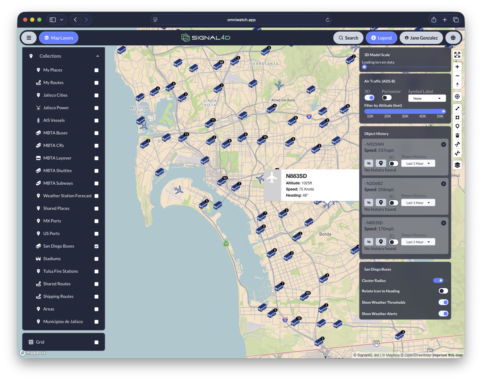 Live ADS-B air-traffic tracking