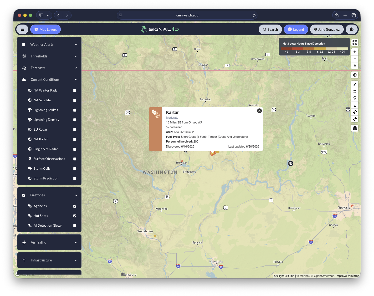 Active fire incident detail from agency data