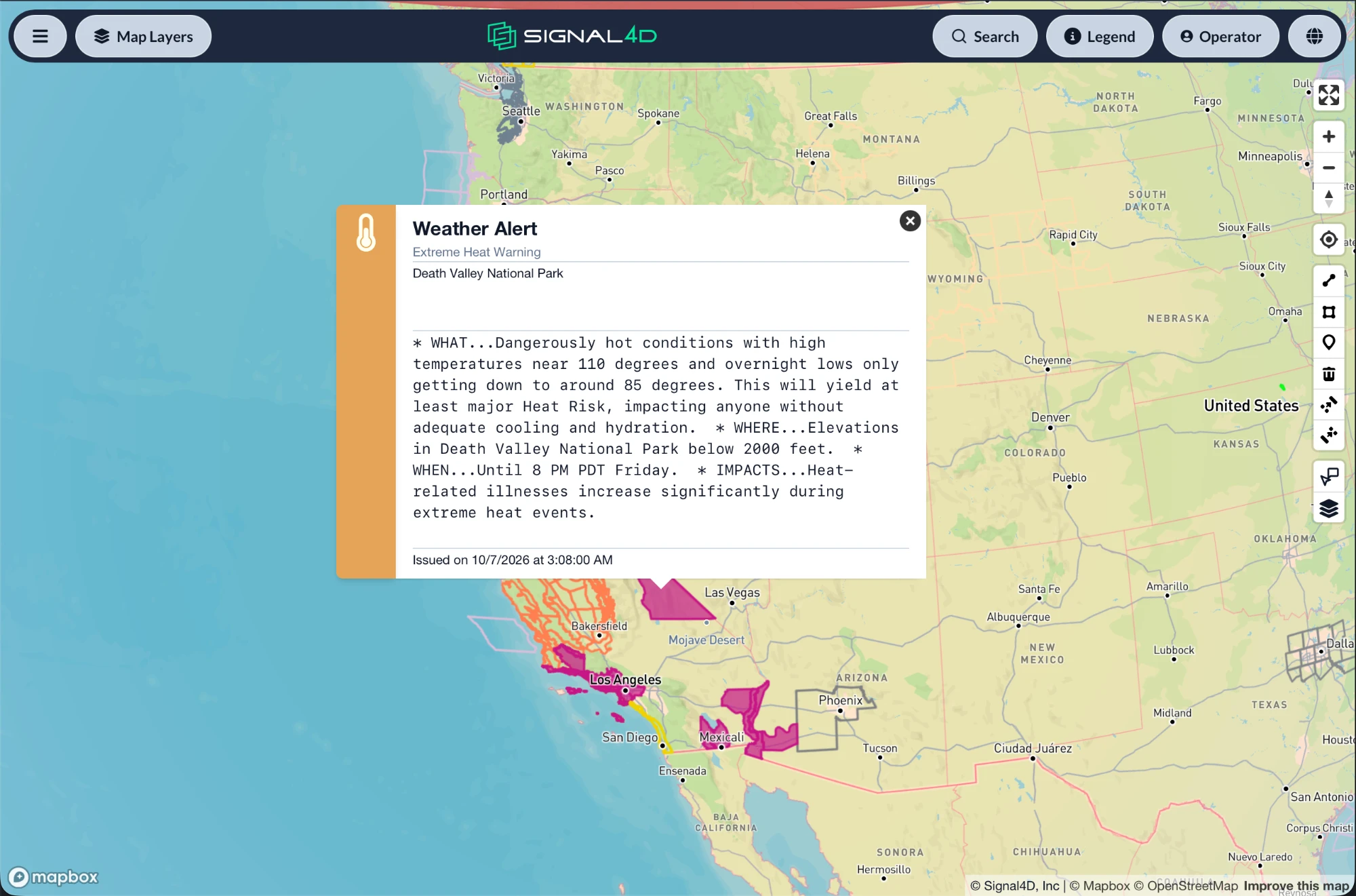 Live weather alerts on the interactive map