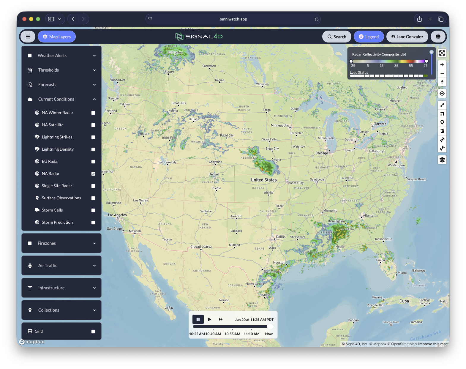 Configurable radar product and reflectivity legend
