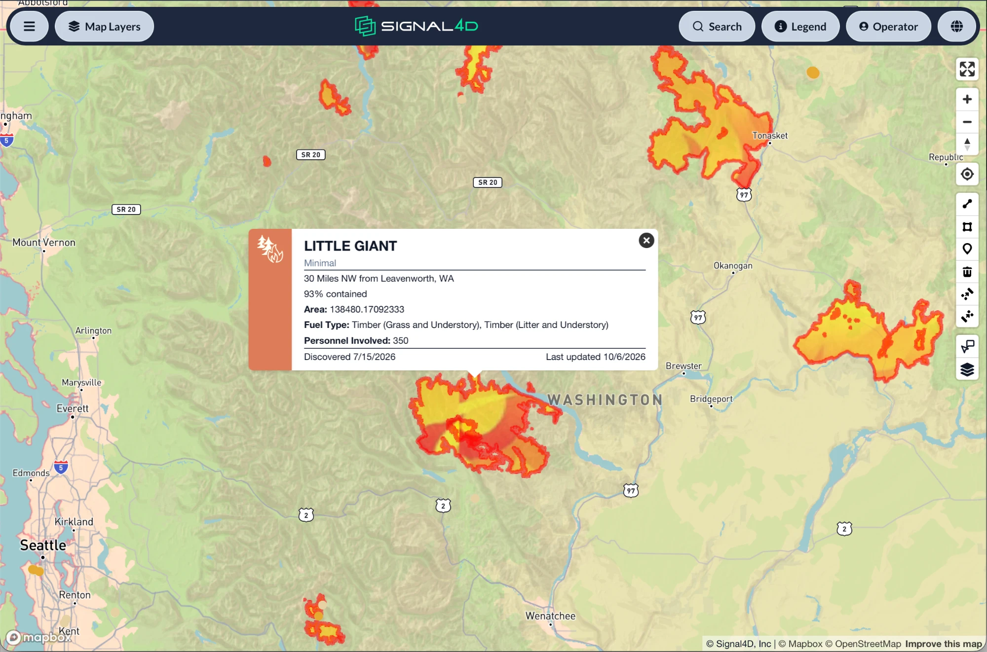 Active wildfire monitoring and satellite hot-spot detection